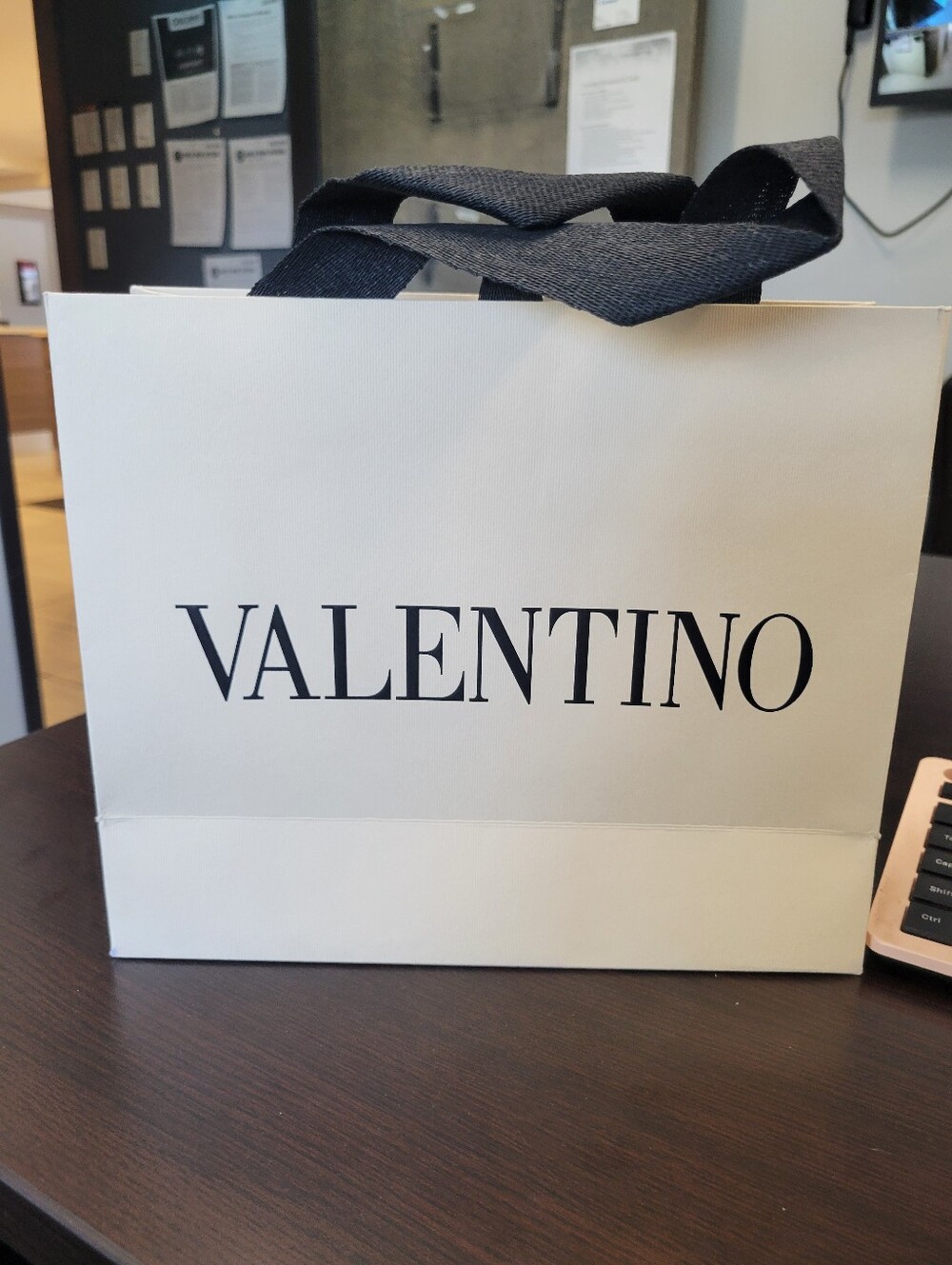 Valentino White Shopping Tote with Black Handles